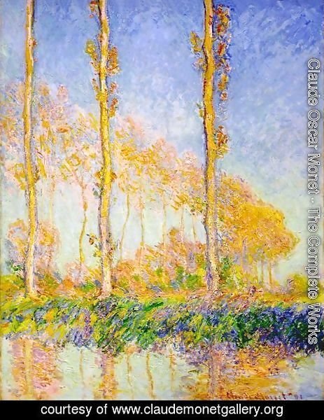 Claude Monet - Three Poplar Trees  Autumn Effect
