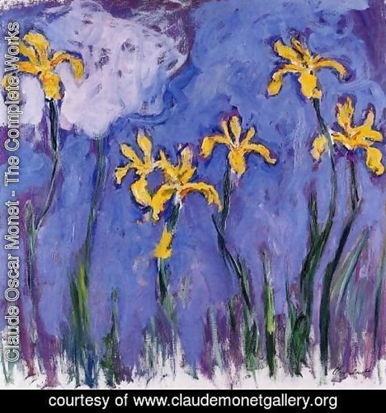 Claude Monet - Yellow Irises With Pink Cloud